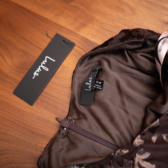 Lulus Sharon Brown Velvet Burnout Halter Maxi Dress - Size XS - Picture 5 of 5